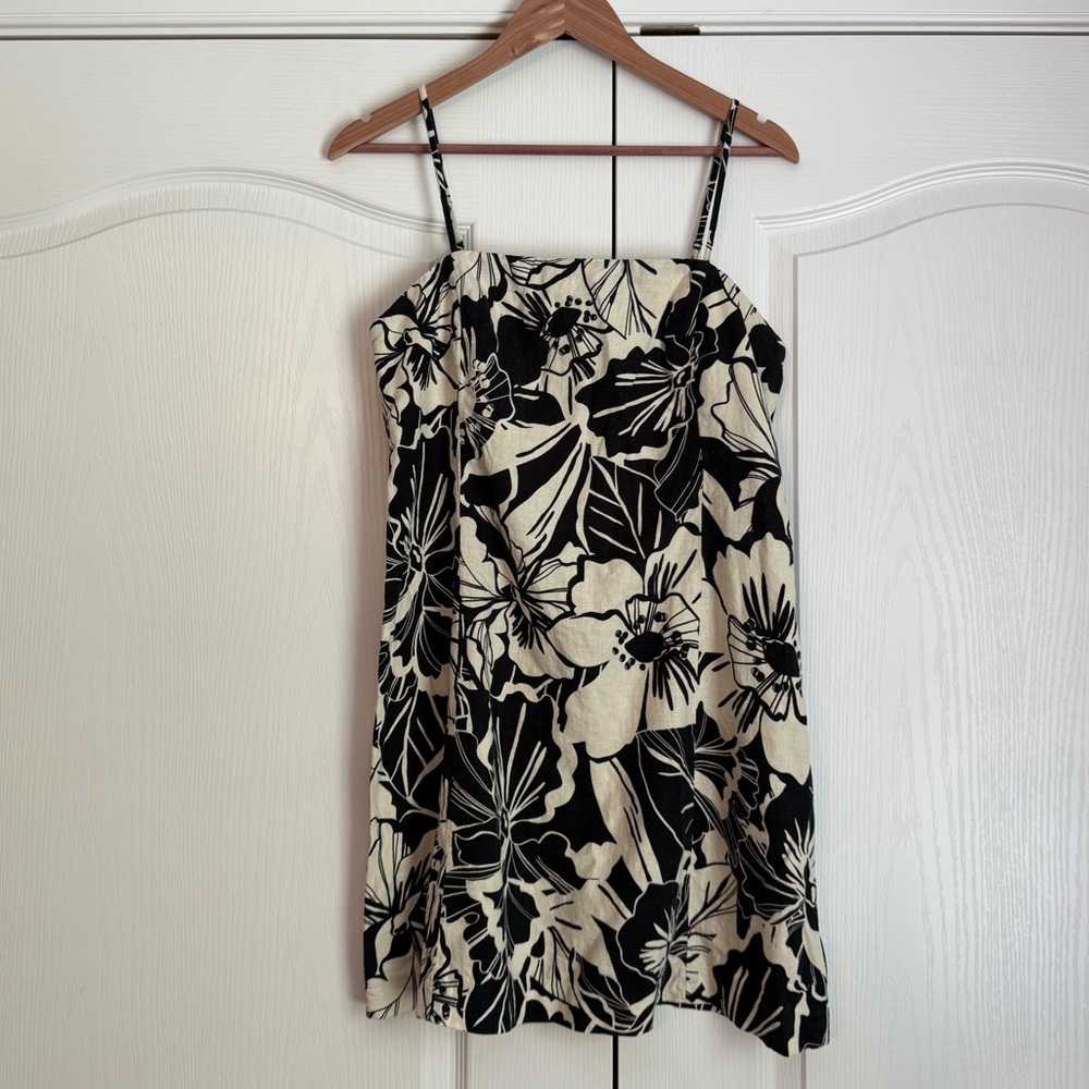 GAP Dress - Linen Blend Black/Cream Print